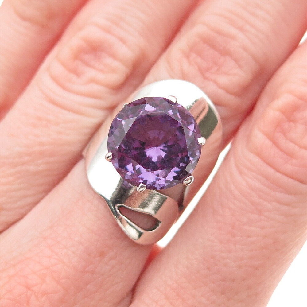 J. Sotelo 925 Sterling Vintage Mexico Lab-Created Peacock Sapphire Ring Size 6.5